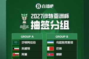 2027亚洲杯抽签分组：国足与伊朗、叙利亚、吉尔吉斯斯坦同组